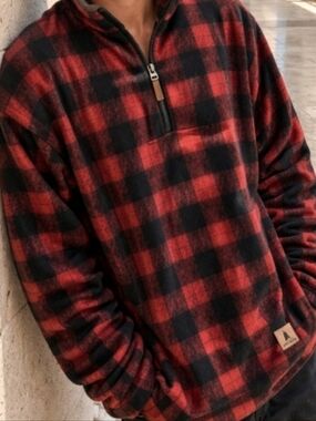 Buffalo Plaid Flannel 1/4 Zip Plaid Pullover Farm Winter Jacket